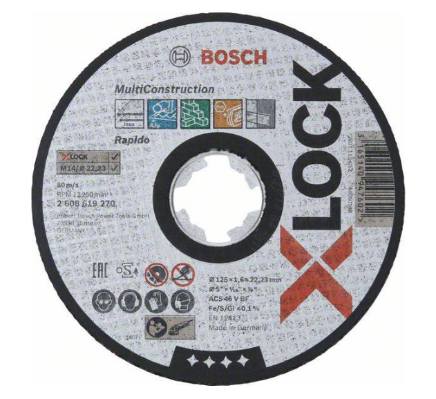 BOSCH CUTTING DISC X-LOCK MULTI MATERIAL STRAIGHT 125 X 1.6 X 22.23